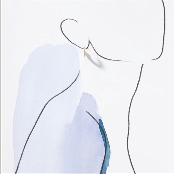 Anthropologie Ridged crystal huggie hoop earring - Picture 7 of 16